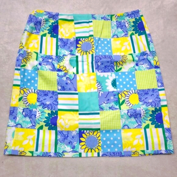 Lilly Pulitzer Patchwork Mini Skirt w/ Cotton Comfort & Color Joy | Size 2 - Picture 2 of 12